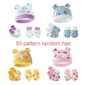 2023 nouveau commerce extérieur Beanie bébé oreille chapeau dessin animé nouveau-né casquette infantile Beanie gants et couvre-pieds 3 pièces ensemble - Product Image 6