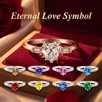 Bague de Fiançailles Solitaire en Argent S925 avec Moissanite Cœur Symbole d'Amour Éternel Couleur D