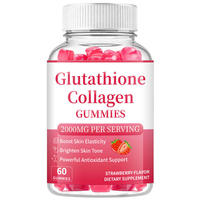 Gummies au collagène et glutathion 2000mg par portion, saveur fraise, flacon de 60 unités pour femmes, marque privée OEM