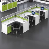 Poste de travail modulaire de bureau moderne pour 2/4/6 personnes avec cloisons vertes et blanches, directement de l'usine