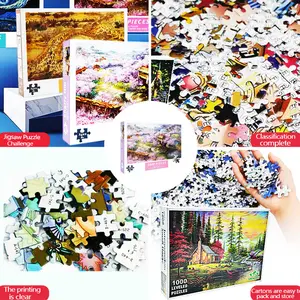 Custom ODM OEM High Clarity Colorful Clear Scenery 1000 Pieces Simple Jigsaw Paper Puzzle Game