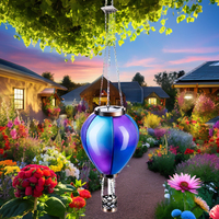 Lanterne solaire décorative de jardin en forme de montgolfière à flamme vacillante suspendue