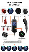 Chargeur de voiture électrique portable de haute qualité, neuf, 7 kW, 32 A, réglable, IP65, certifié CE RCM, avec interface Type 2