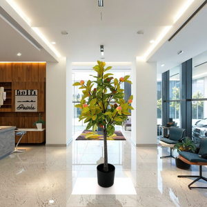 Árbol de Banyan Dorado, Decoración de Interiores para Oficina, Hotel, Jardín, Árbol de Melocotón Artificial Realista de 80 cm <span class=keywords><strong>en</strong></span> <span class=keywords><strong>Maceta</strong></span>, Árbol Artificial de Tacto Real - Product Image 6