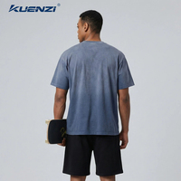 T-shirt Oversize Homme Kuenzi Vintage Délavé à l'Acide Effet Dégradé 250GSM Coton Délavé Minéral Épaules Tombantes Streetwear
