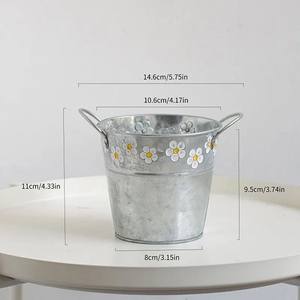 Décoration de jardin et de maison <span class=keywords><strong>Hobby</strong></span> Chic Vase de fleurs Vintage Farmhouse Zinc Planters Rustic Galvanized Pot Bucket With Metal Anses - Product Image 4