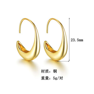 VEROMCA-pendientes sencillos <span class=keywords><strong>de</strong></span> cobre con forma <span class=keywords><strong>de</strong></span> luna y gancho para las orejas, joyería lisa - Product Image 6