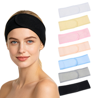 Bandeau de luxe en coton blanc gaufré pour spa, maquillage et soins du visage
