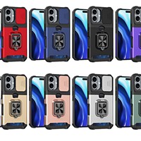 Kaartsleuf Ringbeugel Magnetische telefoonhoes voor iPhone-serie Schokbestendige lensbescherming Fabrieksgroothandel