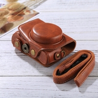 Étui de protection intégral en cuir PU souple avec sangle pour appareil photo Canon PowerShot G7 X Mark II