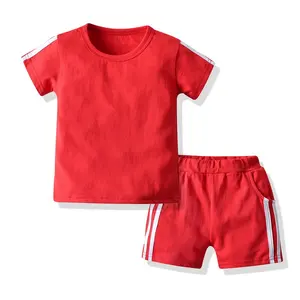 Summer wholesale children's shorts set High quality cotton short sleeve two-piece set for boys and girls