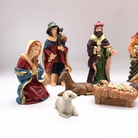 Crèche Crèche de Noël Figures Crèche Noël Ornement Catholique Pâques Christ Décor