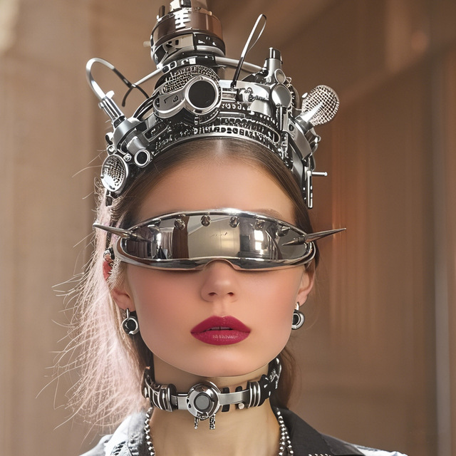 Trendy Punk Lens Cycling Motorcycle Goggles Futuristic Fashion Style Personalized Metal Rivet Cross-Border Party