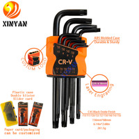 Set Kunci Torx Metrik Standar 9 Buah, Baja C45, Lapisan Oksida Hitam, T10-T50(003), dengan Tempat Penyimpanan ABS, Garansi 3 Tahun