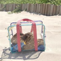 Sac de plage fourre-tout en PVC de grande capacité pour femmes étanche Logo personnalisé couleur unie accessoires de voyage d'été Portable pour la natation