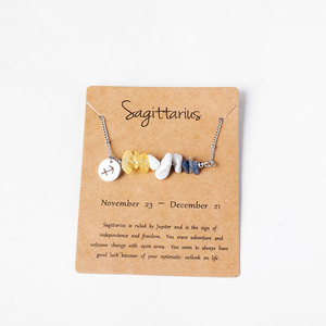 Ingrosso pietra curativa naturale Chips di cristallo 12 segno zodiacale collana 7 Chakra gioielli di fascino per le donne degli uomini - Product Image 5