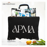 Sac de maquillage suspendu personnalisé en toile grande capacité, logo imprimé, fermeture éclair, pochette cosmétique portable de voyage, sac cadeau promotionnel pour les soins de la peau