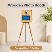 Kit de photomaton portable en bois avec écran tactile de 15,6 pouces, étui pour appareil photo reflex numérique et support d'imprimante intégré
