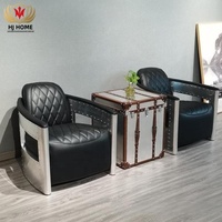 HJ HOME Mobilier industriel style aviateur pour salon une place Canapés en cuir de haute qualité pour hôtel, bar et café Meubles