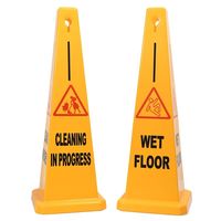 Panneau de signalisation de sécurité antidérapant jaune en plastique imprimable sur 4 faces, personnalisé, en forme de pyramide carrée, pour sol mouillé, cône de précaution
