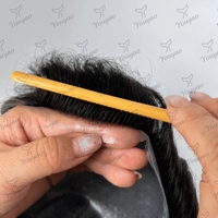 Prothèse capillaire pour hommes à base de peau fine 0,04mm-0,06mm, avec nœuds invisibles, base en PU intégral, ligne de cheveux invisible, système de remplacement capillaire, cheveux Remy