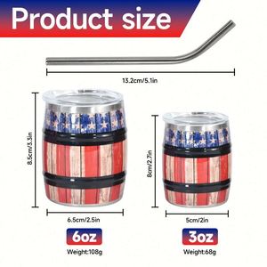 New Arrival 6oz and 3oz <b>Shot</b> Glass Stainless Steel Barrel Shape Mini Tumbler Double Wall Wine Cups Anc <b>Straw</b> - Product Image 4