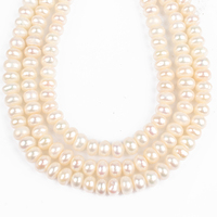 Vente en gros de perles en vrac de perles d'eau douce naturelles de forme oblate blanche de 6 à 7mm pour la fabrication de bijoux DIY