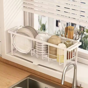 Escurridor de Platos de 2 Niveles para Encimera con Soporte para Cuchillos, Organizador de Tablas de Cortar, Porta Utensilios y <span class=keywords><strong>Bandeja</strong></span> de Drenaje - Product Image 6