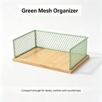Organisateur de rangement ouvert en bambou, plateau de bureau polyvalent pour bureau, salle de bain, cuisine, support de bureau pour stylos, maquillage et articles divers