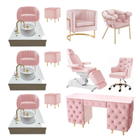 Mobilier de salon de beauté et manucure Fauteuil de pédicure à dossier haut Fauteuils de pédicure avec boucle en cuir et boucle en cristal