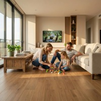 Planchers en bois d'ingénierie multicouche en noyer noir, finition brossée antique, lames à rainures et languettes pour salons