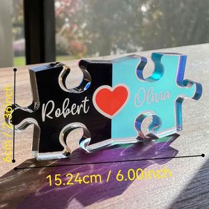 Valentine's Day Couple Gifts Male Female Friends Ornaments 2D Flat Acrylic Jigsaw <b>Puzzle</b> <b>Table</b> Desktop Decoration - Product Image 2