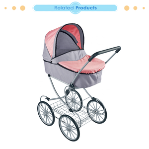 Dollri Starri Hàng Mới 2022 Búp Bê Xe Đẩy Xe Đẩy Màu Hồng Cambridge Pram Với 4 Bánh Lớn Và Giỏ Lưu Trữ Kim Loại - Product Image 3