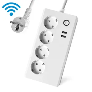 Most Popular Many 10a Tuya Wifi Smart Power Strip Vde Plug 4 Ac Outlets And 2 Usb Ports Universal Extension Board