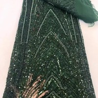 Tissu de dentelle à paillettes en tube perlé lourd de luxe français maille de perles brodées en 3D écologique pour robes de mariée vêtements
