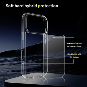 Para <span class=keywords><strong>iPhone</strong></span> 17 Pro Max Phone Case, Anti-Yellowing Clear TPU + Acrylic 2 en 1 Funda móvil a prueba de golpes para <span class=keywords><strong>iPhone</strong></span> 15 16 17 Pro Max - Product Image 5