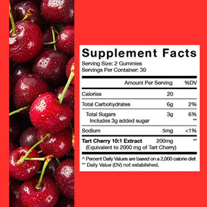 Gummies de cerise acidulée à marque privée : bienfaits pour la purification de l'acide urique, le confort articulaire, le sommeil sain, la récupération musculaire et les antioxydants - Product Image 2