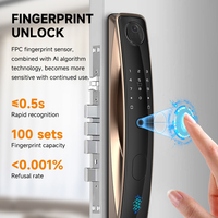 Cerradura Inteligente para Puerta UIELOCK QA60 con Reconocimiento Facial 3D, Compatible con Huella Digital, Contraseña, Tarjeta, Huella Digital Digitalizada, WiFi, para Puertas de Madera