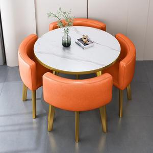 Ensemble <span class=keywords><strong>de</strong></span> table à manger ronde moderne pour salle à manger avec <span class=keywords><strong>4</strong></span> <span class=keywords><strong>chaises</strong></span> - Product Image 1