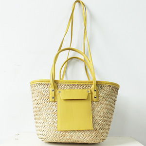 Designer d'été pour femmes flotteur <span class=keywords><strong>herbe</strong></span> tissage <span class=keywords><strong>sac</strong></span> fourre-tout plage de luxe grand <span class=keywords><strong>sac</strong></span> seau avec Logo personnalisé mode d'été en paille pour femmes - Product Image 5