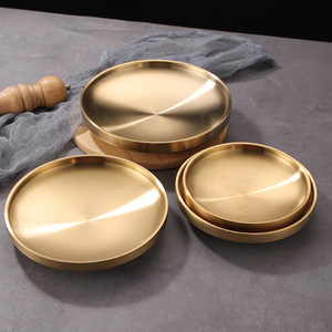 304 Acier Inoxydable Ménage Double Dîner Assiette Ronde Fond Plat, Double Couche Ronde Dessert Plat Assiette Plat Grill BBQ - Product Image 5