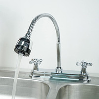 Robinet de cuisine moderne à 3 trous et double poignée en alliage de zinc pour évier, mitigeurs d'eau de cuisine extractibles