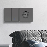 Plástico europeo de lujo de alta calidad, 220V, 16A, panel de PC grande ignífugo de color de la UE, toma eléctrica de pared, toma de tierra 2P + E de Alemania