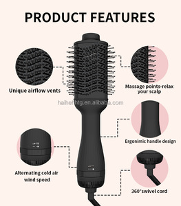 Ulelay 4-in-1 أداة تصفيف الشعر الكهربائية الأيونية الشعر ، مجفف فرشاة الهواء الساخن 3 إعدادات الحرارة للفنادق في الهواء الطلق - Product Image 3