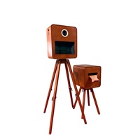Photomaton en bois avec écran tactile de 15,6 pouces, anneau lumineux de beauté, support de caméra réglable compatible avec différents modèles de caméra