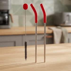 <b>Bar</b> <b>Tools</b> Set 3Pcs Metal Cocktail Cleaning Brush With Red Handle Reusable <b>Bar</b> Accessories Simple Style - Product Image 6