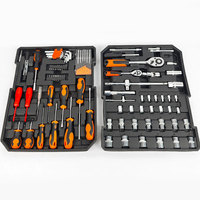 Ensemble de 187 pièces d'outils de réparation manuels, clé à cliquet, douilles, outils combinés, kits d'outils à main pour voitures, motos et vélos