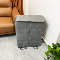 Grande Armoire Pliable pour Salle de Bain avec 2 Séparateurs et Double Panier de Rangement en Polyester pour Vêtements