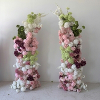 Arche florale en soie faite à la main, haute simulation, rose et verte, pour événements de mariage