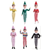 Elfe de Noël en plastique recouvert de vinyle JQ de 14 pouces, poupée elfe articulée à 11 points avec lumières musicales pour la décoration de la maison, du bureau ou des fêtes